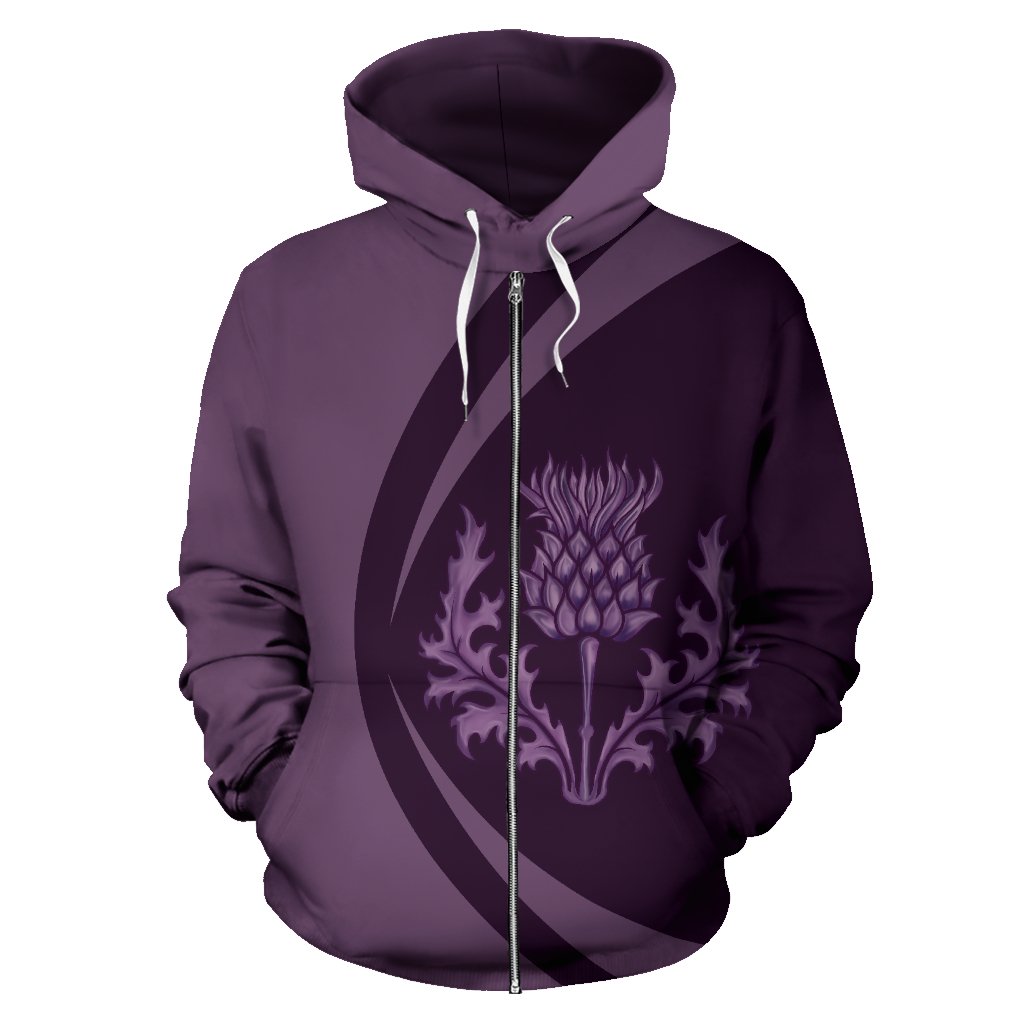 Scotland Thistle Violet Zip - Up Hoodie - Vibe Hoodie Shop