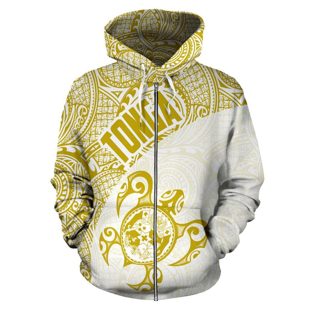 Zip Up Hoodie Tonga Coat Of Arms Turtle Polynesian Pattern 07 - Vibe Hoodie Shop