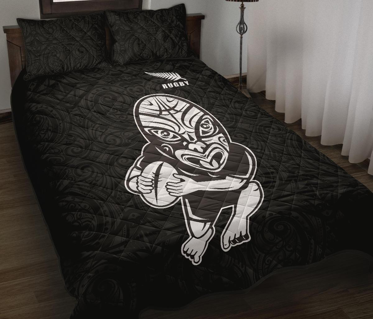 Quilt Bed Set New Zealand Rugby with Haka Face - Vibe Hoodie Shop