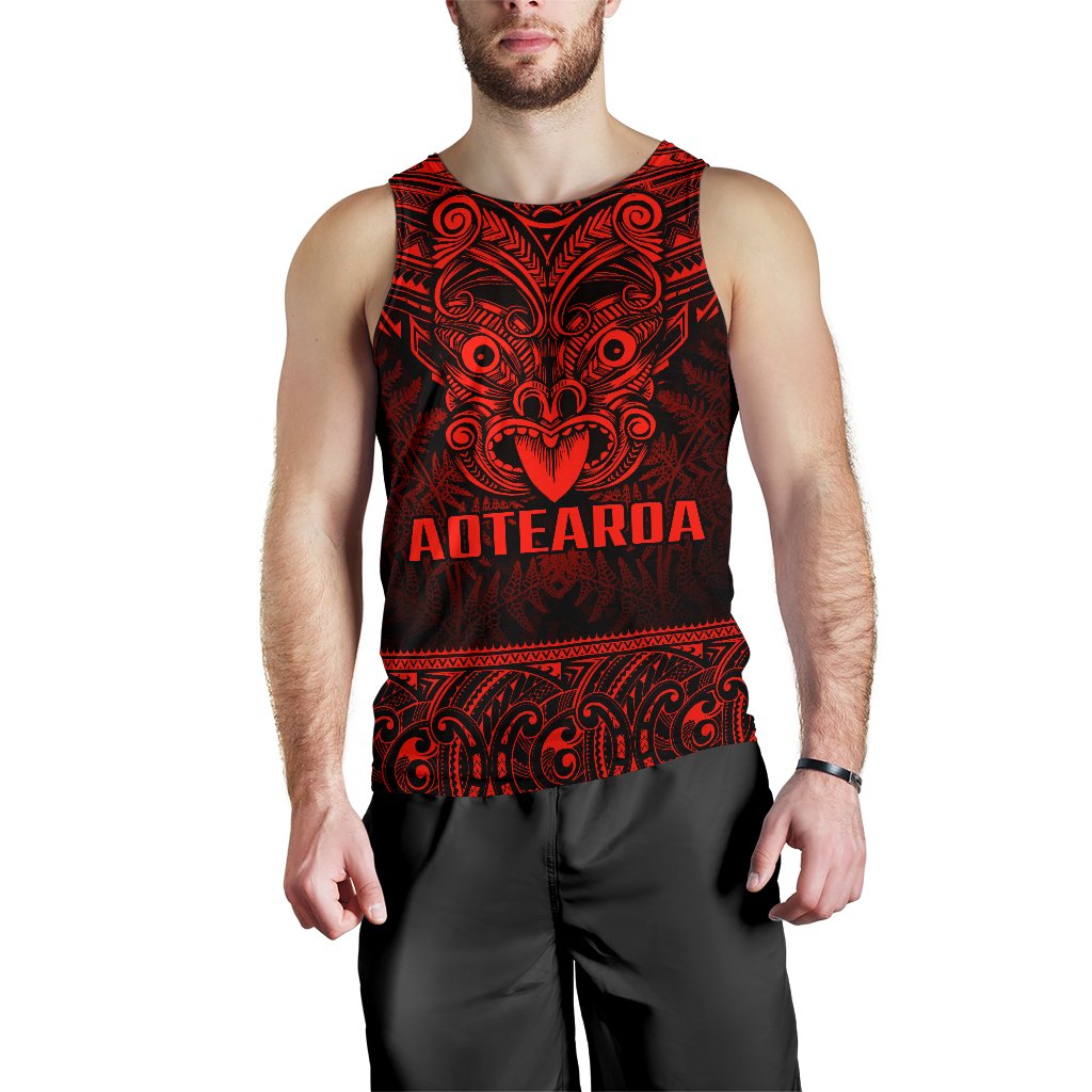 New Zealand Rugby Men's Tank Top Maori Haka - Silver Fern (Red) - Vibe Hoodie Shop