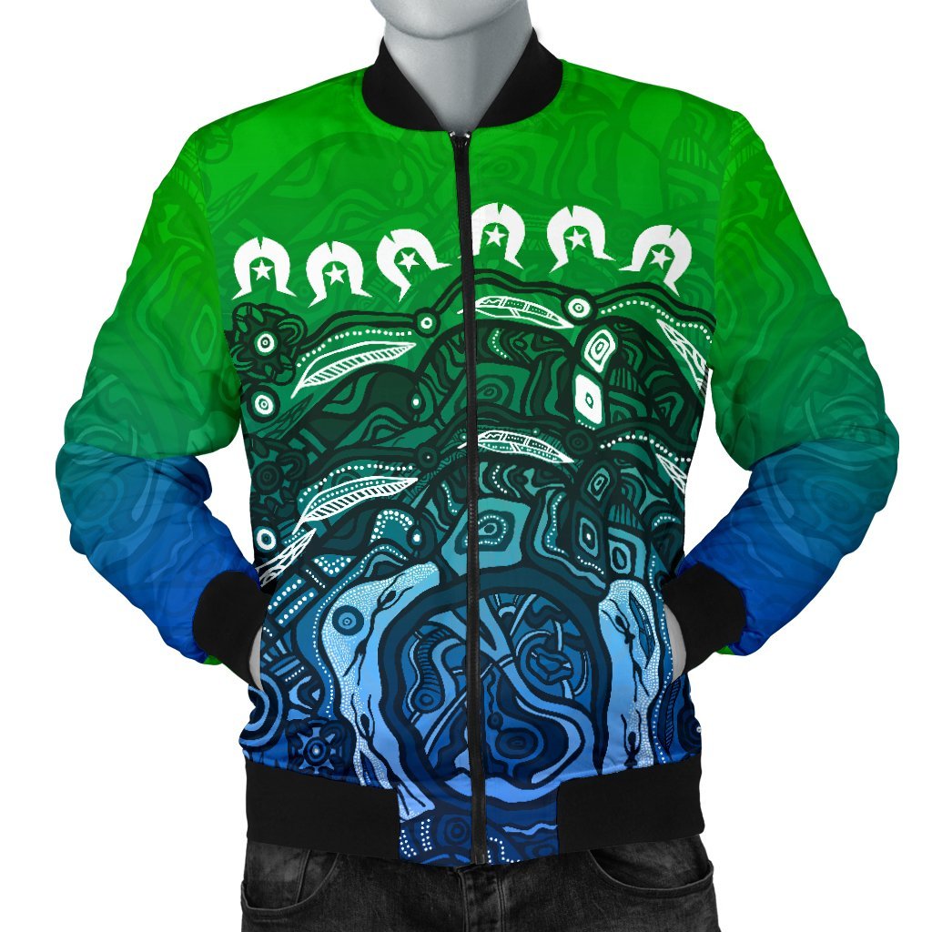 Torres Strait Islands Men's Bomber Jacket - Blue - Vibe Hoodie Shop