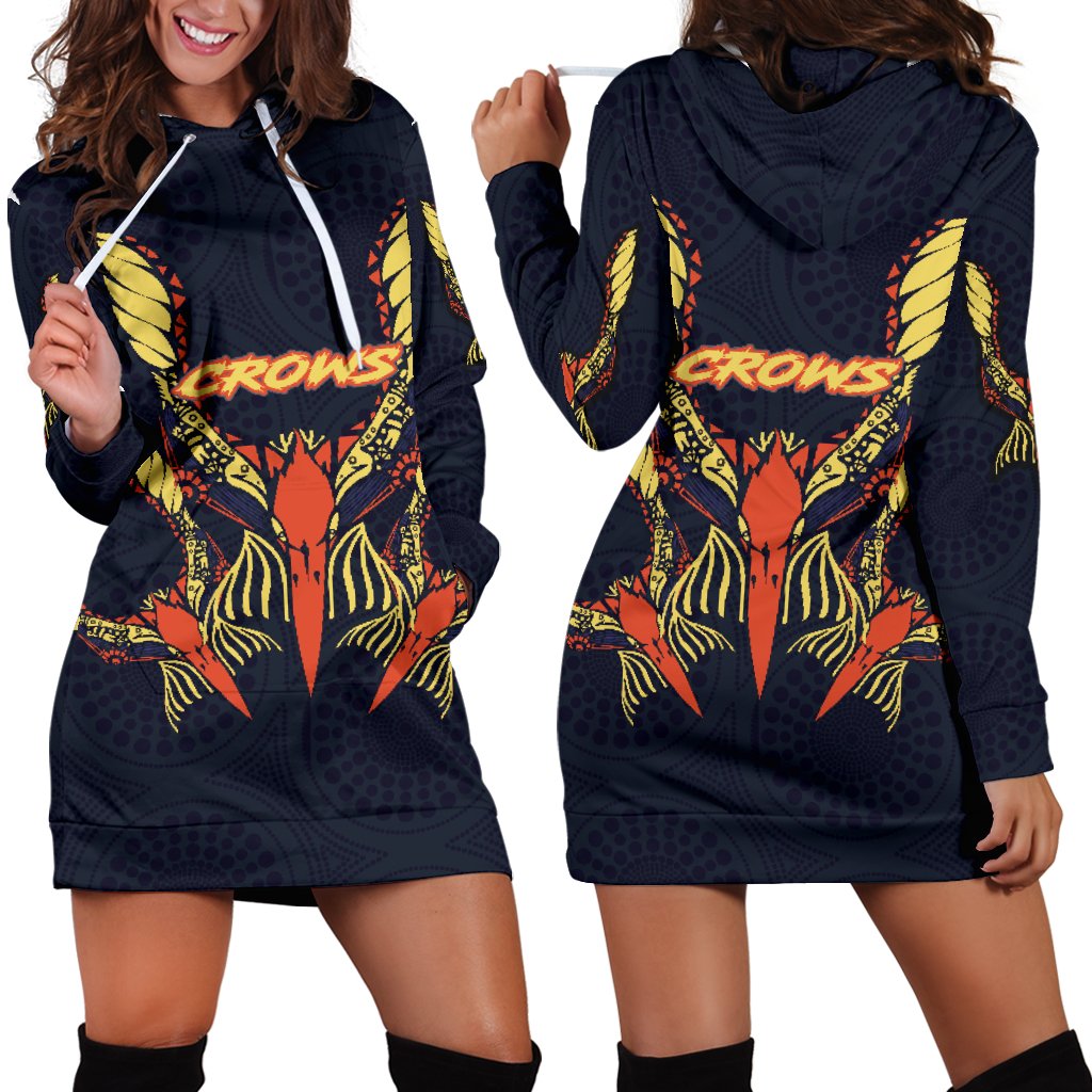 Adelaide Women Hoodie Dress Simple Indigenous Crows - Vibe Hoodie Shop