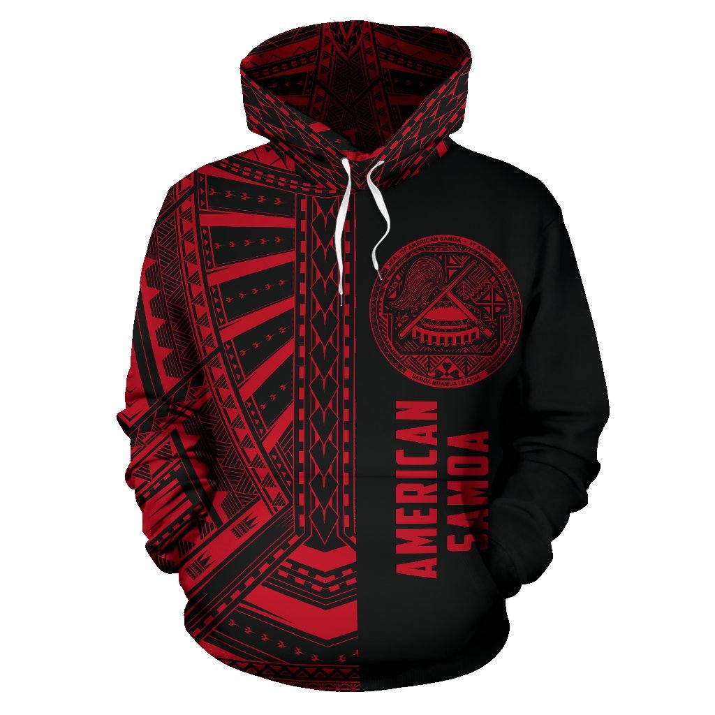 American Samoa Hoodie Coat Of Arms - Half Style (Red) - Vibe Hoodie Shop