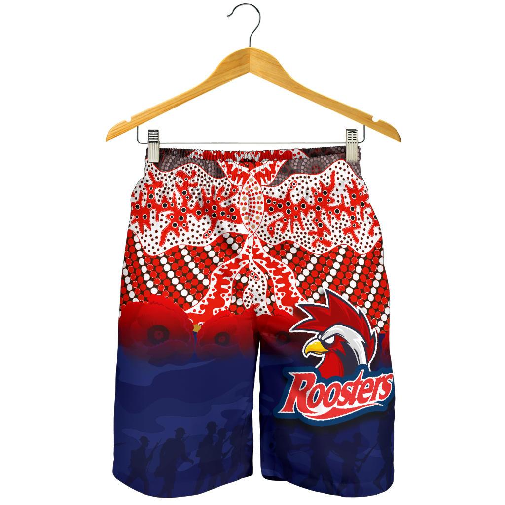 Roosters All Over Print Men's Shorts ANZAC Day Aboriginal - Vibe Hoodie Shop