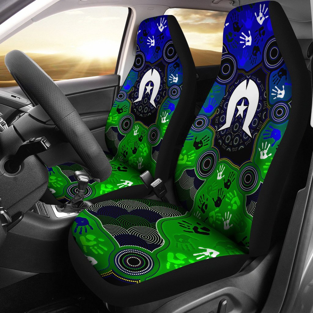 Aboriginal Car Seat - Torres Strait Symbol With Indigenous Patterns - Vibe Hoodie Shop