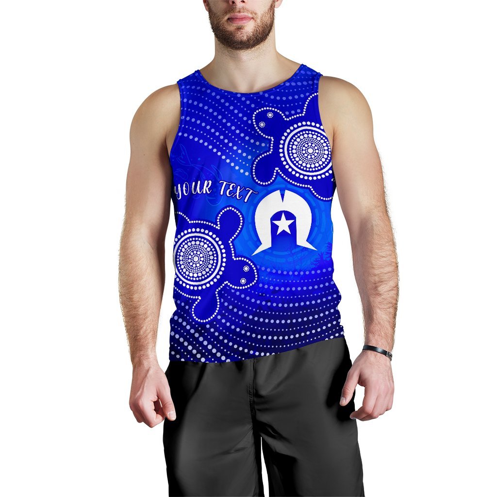 Custom Torres Strait Islanders Men's Tank Top - Torres Symbol With Indigenous Turtle - Vibe Hoodie Shop