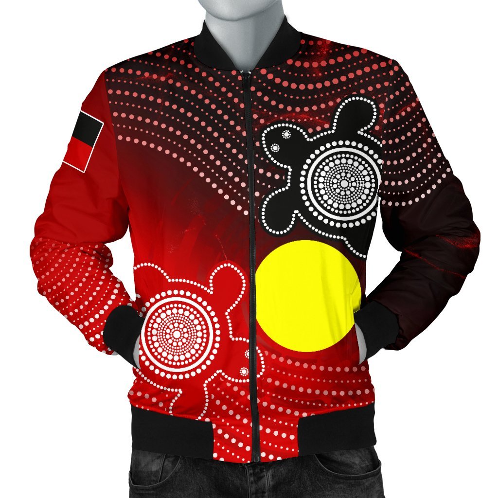 Aboriginal Men's Bomber Jacket - Indigenous Circle Dot Painting Style - - Vibe Hoodie Shop