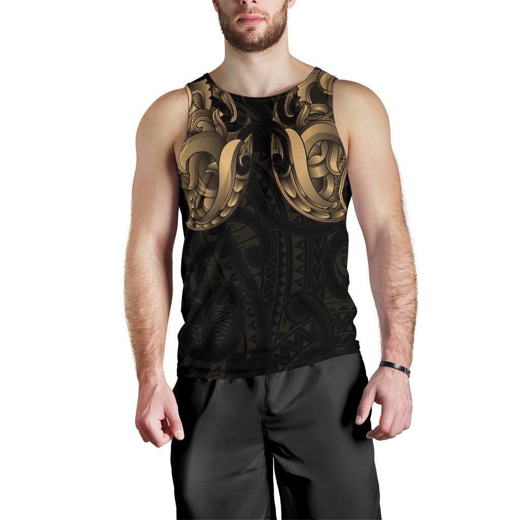 Maori Ta Moko Men Tank Top New Zealand Gold - Vibe Hoodie Shop