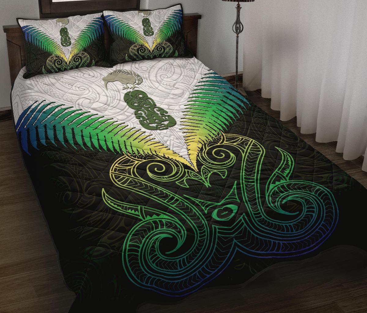 Maori Manaia New Zealand Quilt Bed Set Rasta - Vibe Hoodie Shop