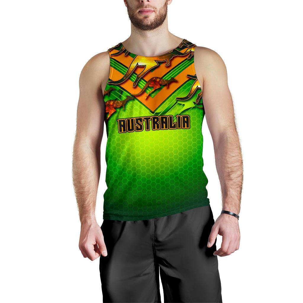 Men's Tank Top - Australian Kangaroo Mens Tank Aussie National Colors - Vibe Hoodie Shop