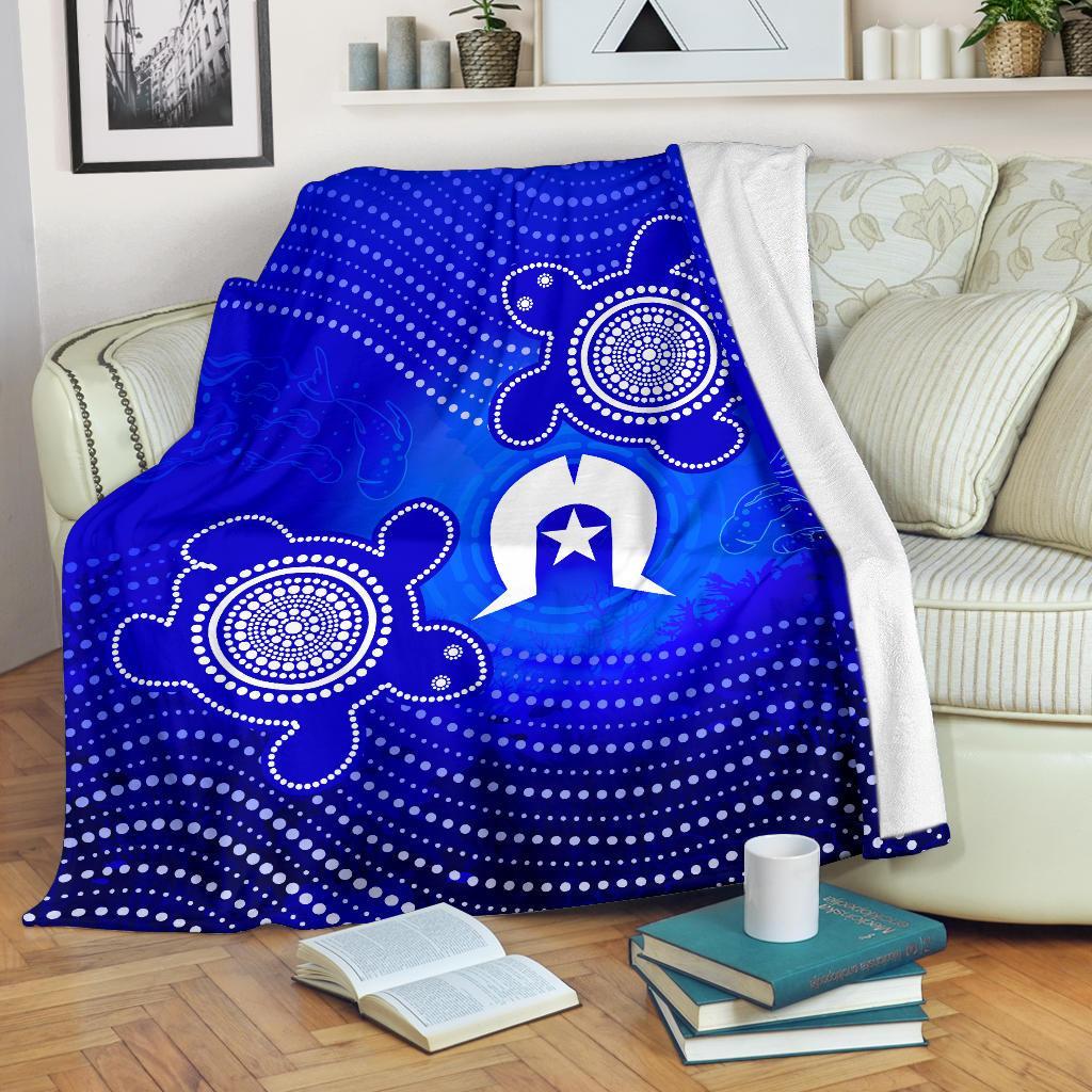 Torres Strait Islanders Premium Blanket - Torres Symbol With Turtle - Vibe Hoodie Shop