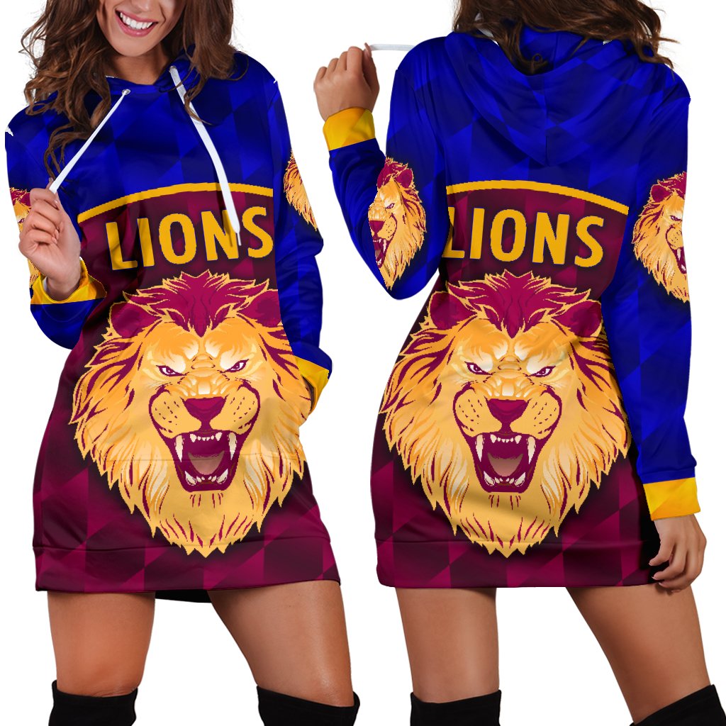 Brisbane Lions Women Hoodie Dress Powerful - Vibe Hoodie Shop