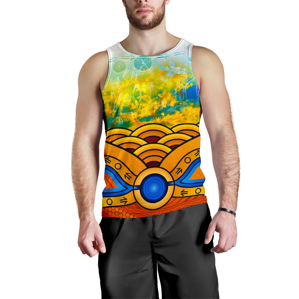 Aboriginal Men's Tank Top, Australia Kangaroo Sky - Vibe Hoodie Shop