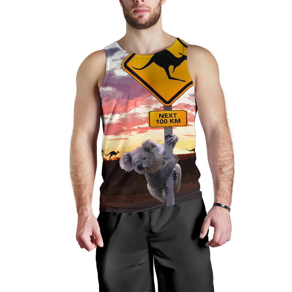 Men Tank Top - Koala Mens Tank Kangaroo Sign Sunset Landscape Art - Vibe Hoodie Shop