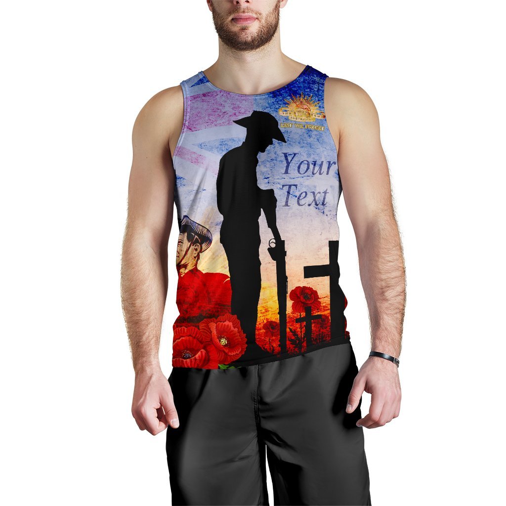 Custom ANZAC Men's Tank Top - ANZAC 2020 Lest We Forget The Australian Army - Vibe Hoodie Shop