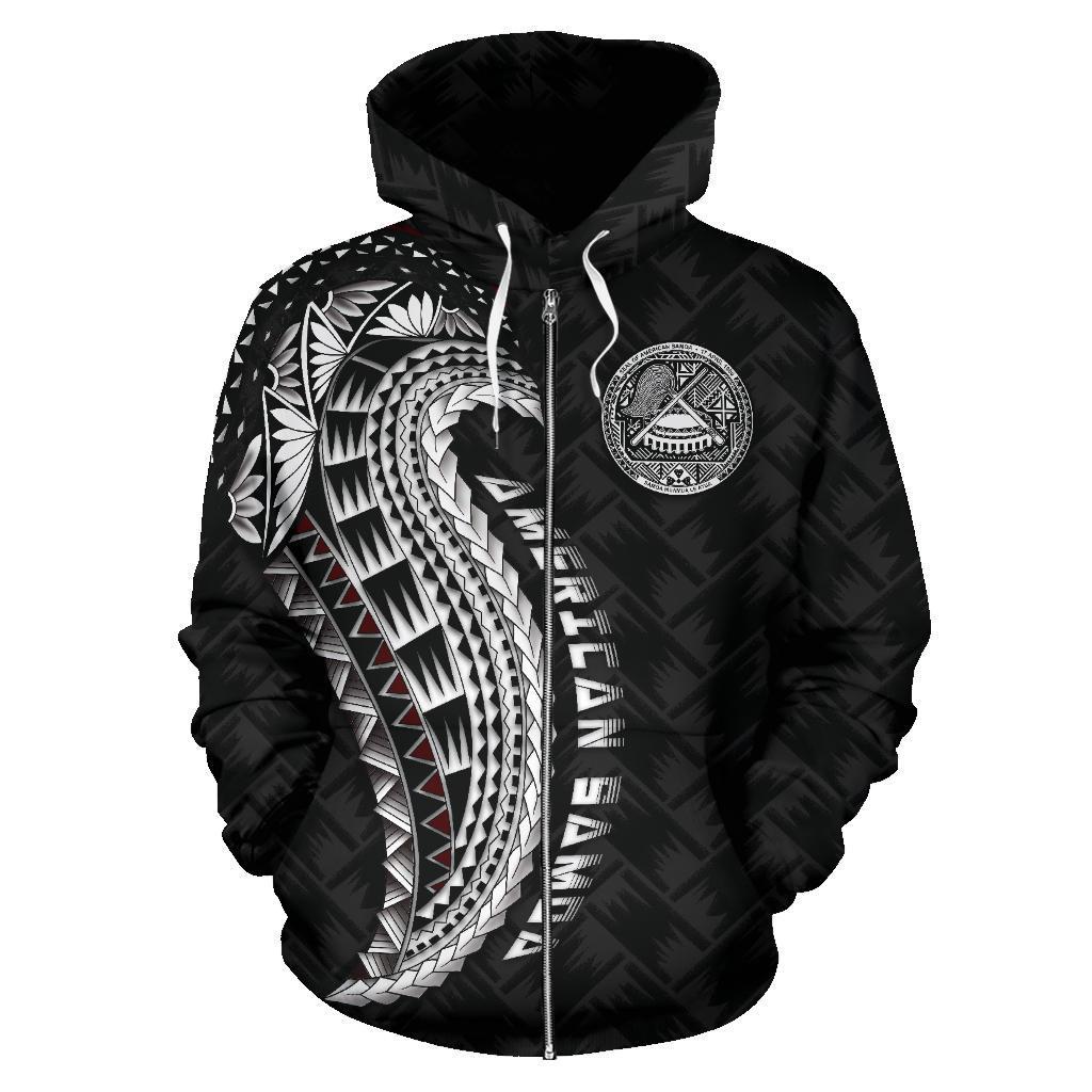 American Samoa Zip Hoodie, American Samoa Tattoo Polynesian Wings Style - Vibe Hoodie Shop