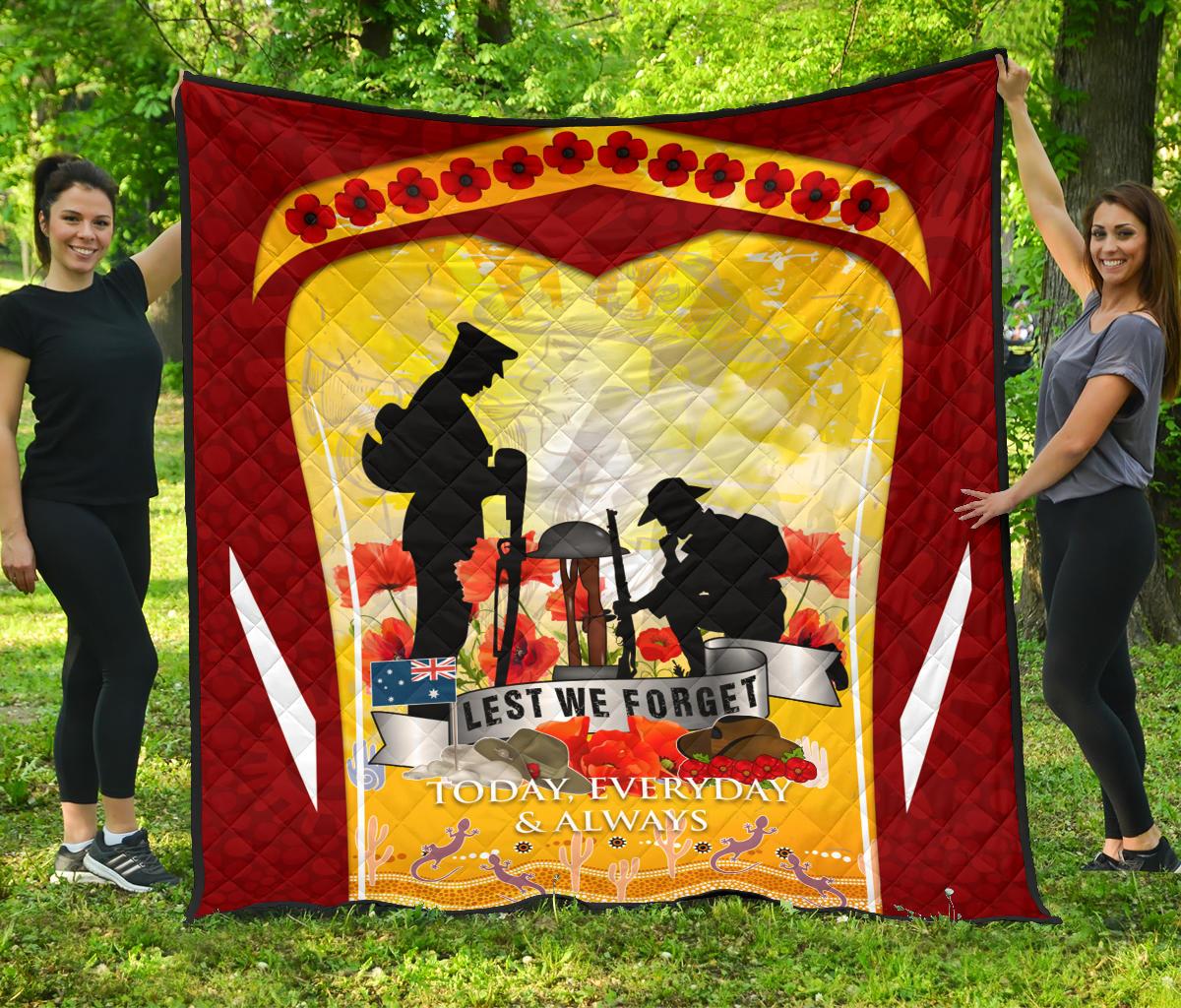 ANZAC Premium Quilt - Lest We Forget Aboriginal Version - Vibe Hoodie Shop
