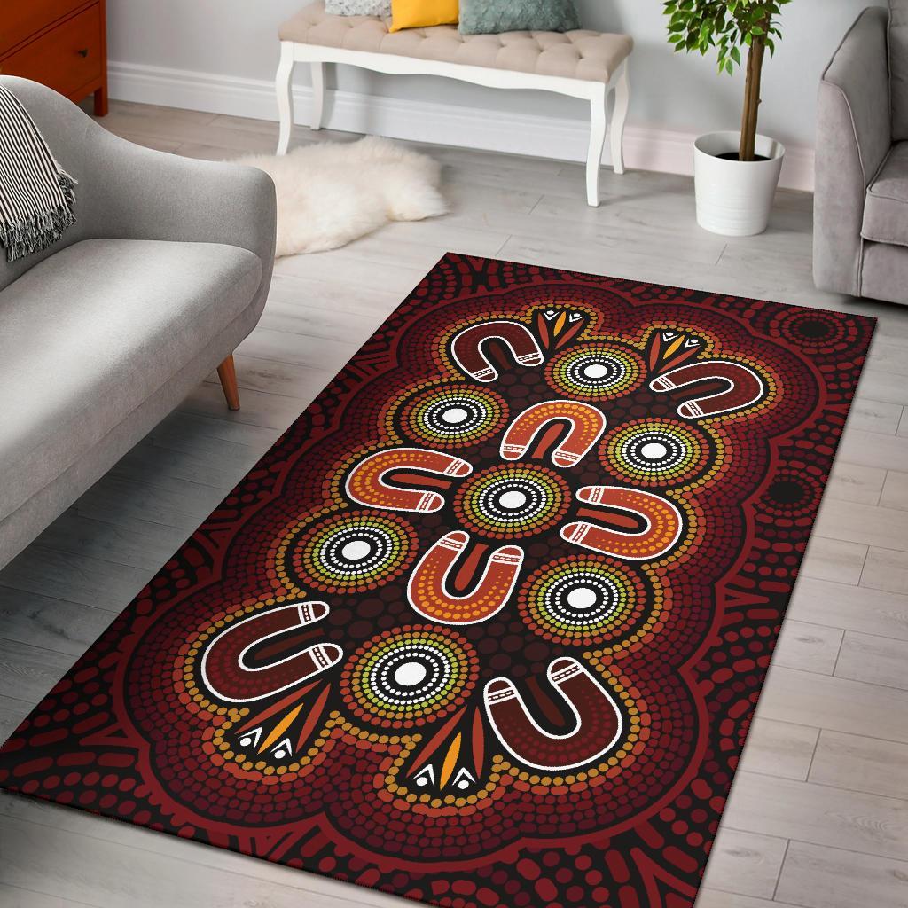 ABoriginal Area Rug - Aboriginal Dot Painting Flowers Style - Vibe Hoodie Shop