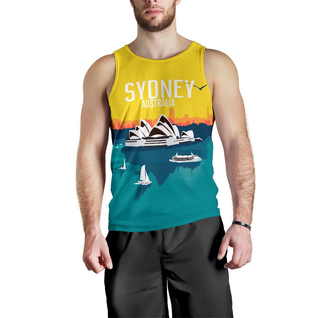 Men Tank Top - Sydney Mens Tank Sydney Opera Sunset Landscape - Vibe Hoodie Shop