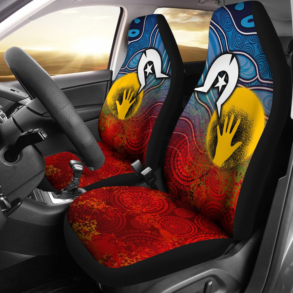 Aboriginal Car Seat Covers - Aboriginal and Torres Strait Islanders Flag - Vibe Hoodie Shop