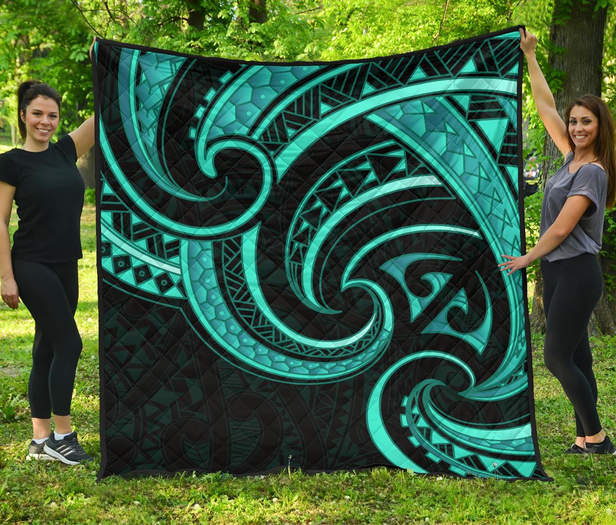 New Zealand Maori Mangopare Premium Quilt Polynesian - Turquoise - Vibe Hoodie Shop