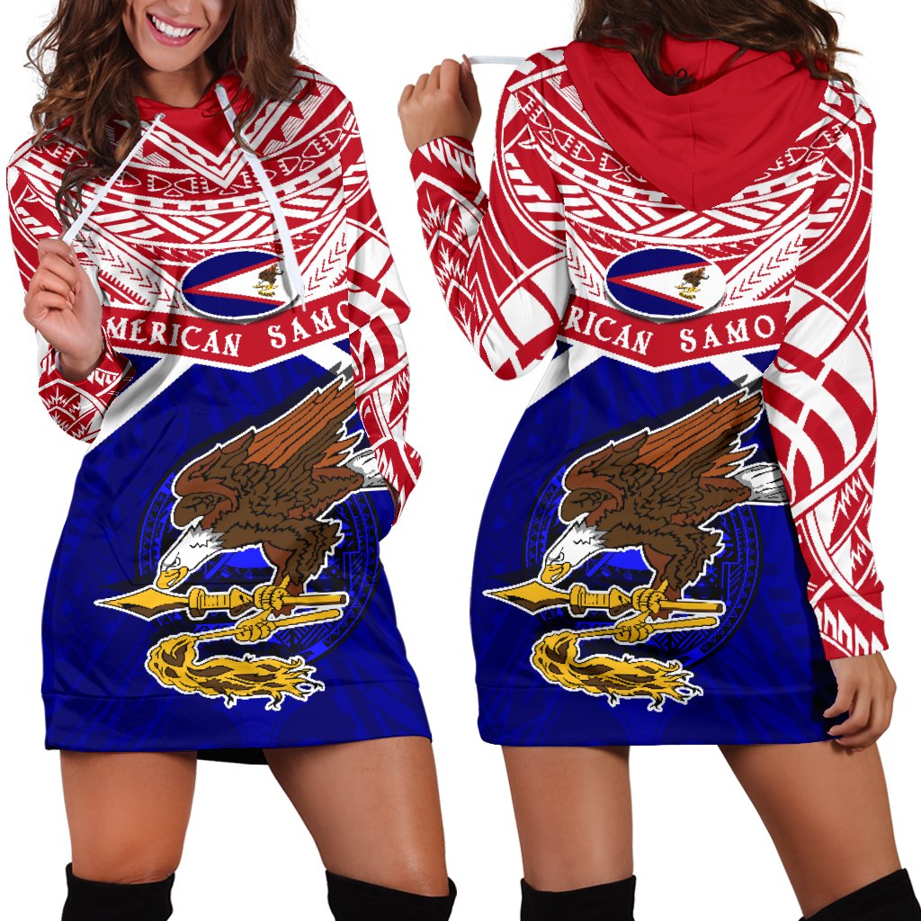 American Samoa Rugby Women Hoodie Dress Eagle Flag - Vibe Hoodie Shop