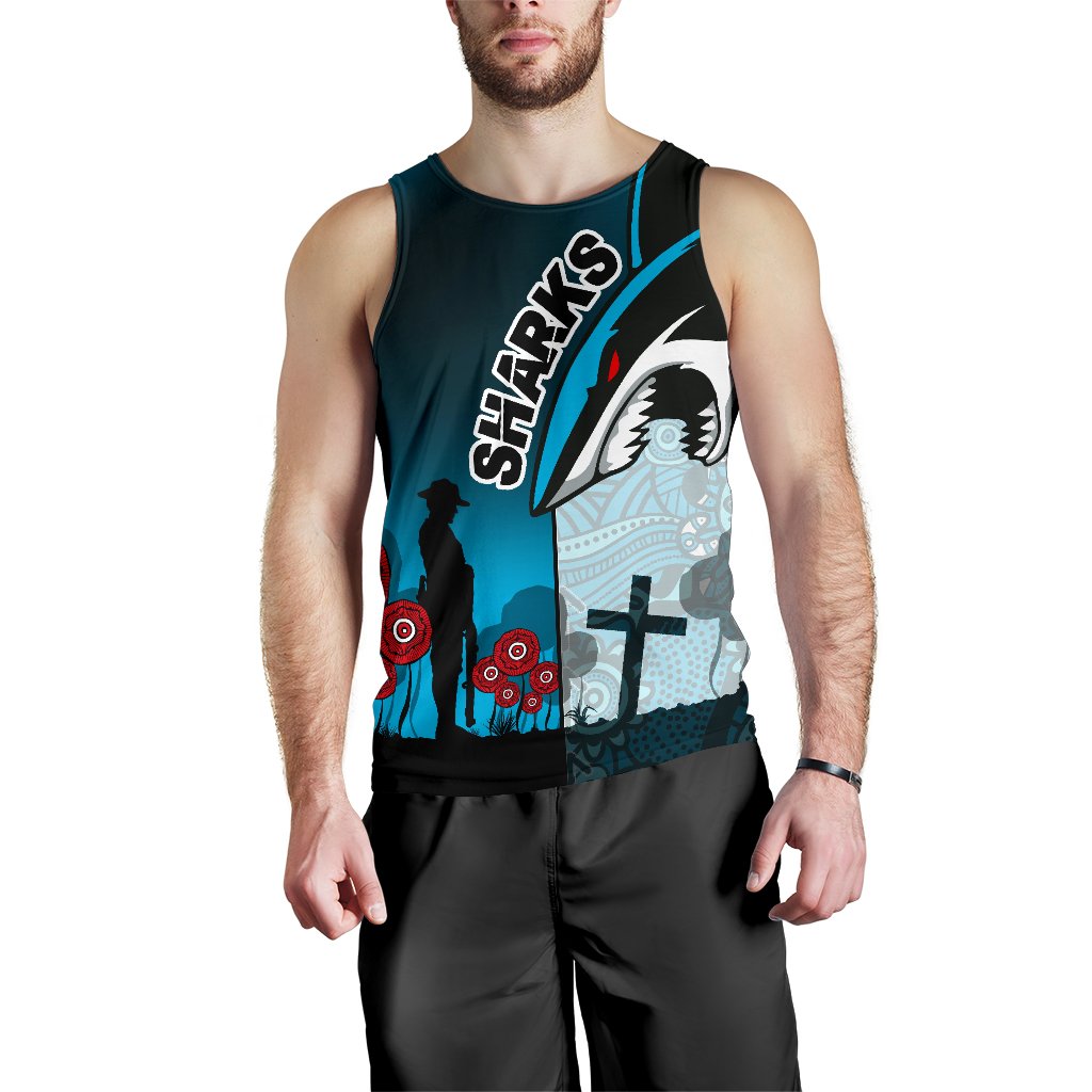 Sharks Men's Tank Top Cronulla ANZAC Day - Vibe Hoodie Shop