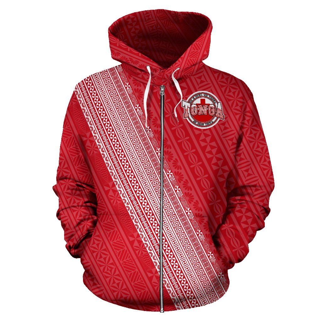 Tonga Pattern And Flag Zip - Up Hoodie - Vibe Hoodie Shop