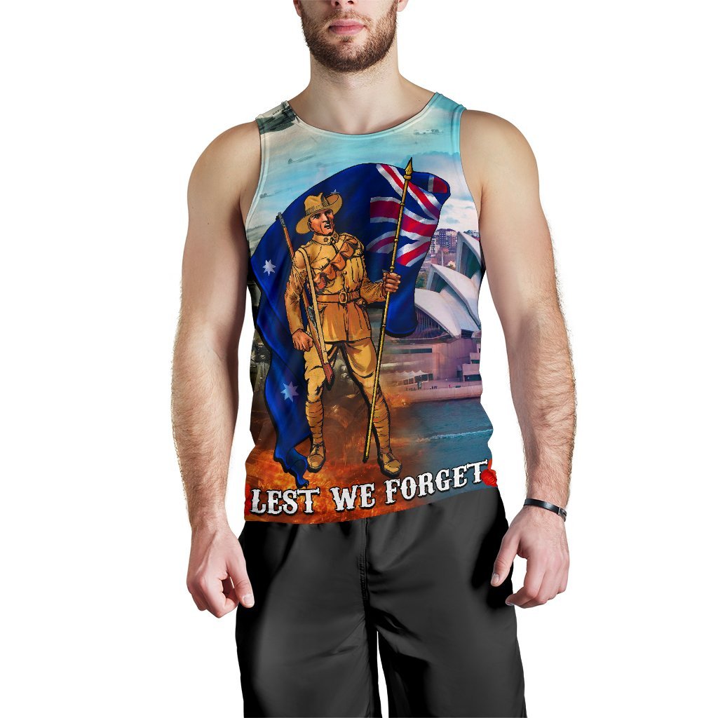 ANZAC Men's Tank Top - Australian Soldier - Vibe Hoodie Shop