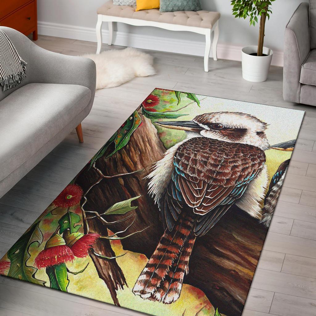 Area Rug - Kookaburra with Waratah - Vibe Hoodie Shop