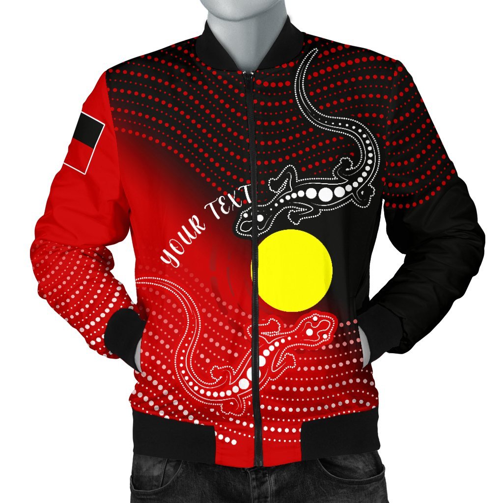 Custom Aboriginal Men's Bomber Jacket - Two Indigenous Lizard - Vibe Hoodie Shop