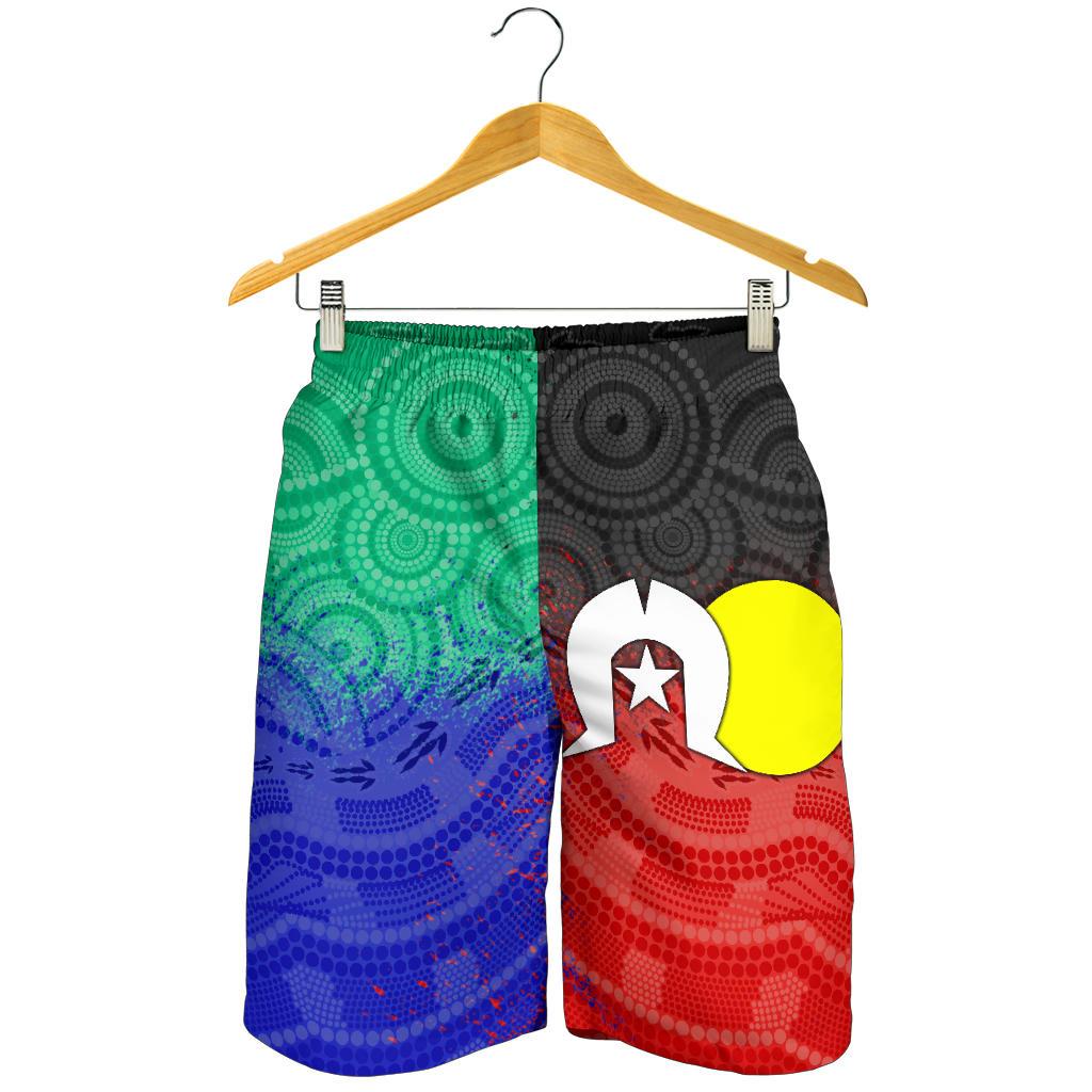 Aboriginal Men's Shorts, Australia NAIDOC Week Indigenous Flag Style - Vibe Hoodie Shop