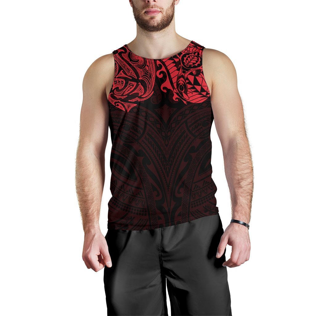 New Zealand Men's Tank Top, Maori Polynesian Tattoo Red - Vibe Hoodie Shop