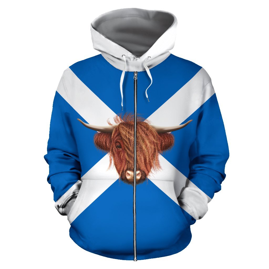 Scotland - Highland Cow Zipper Hoodie - Vibe Hoodie Shop