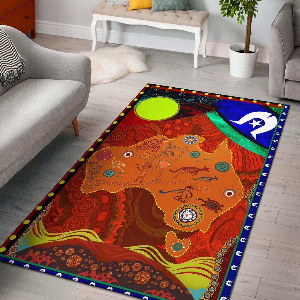 Area Rug - Australia Map Aboriginal Patterns - Vibe Hoodie Shop