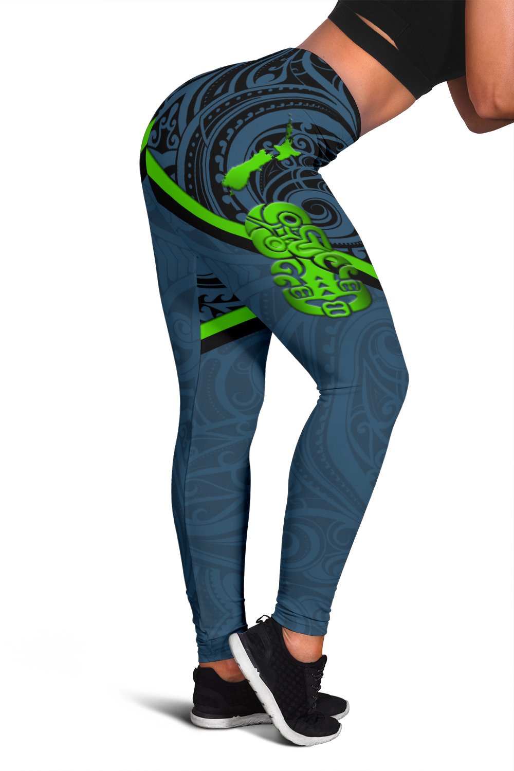 New Zealand Maori Rugby Women Leggings Pride Version - Navy - Vibe Hoodie Shop