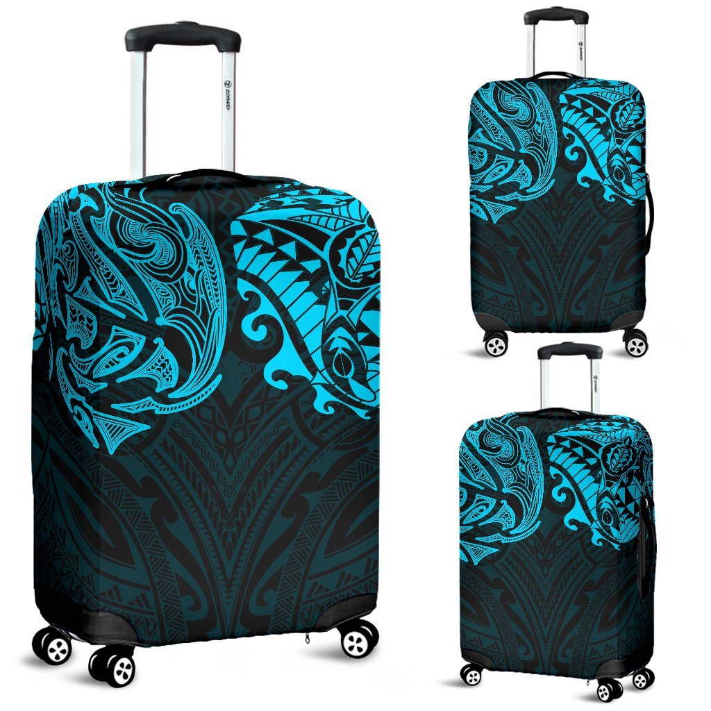 New Zealand Luggage Covers, Maori Polynesian Tattoo Blue - Vibe Hoodie Shop