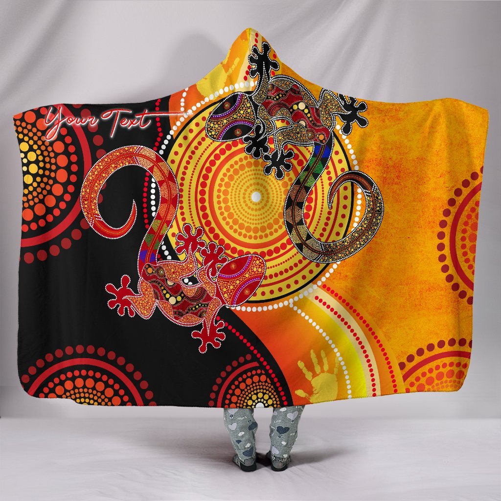 aboriginal-personalised-hooded-blanket-couple-aboriginal-lizards