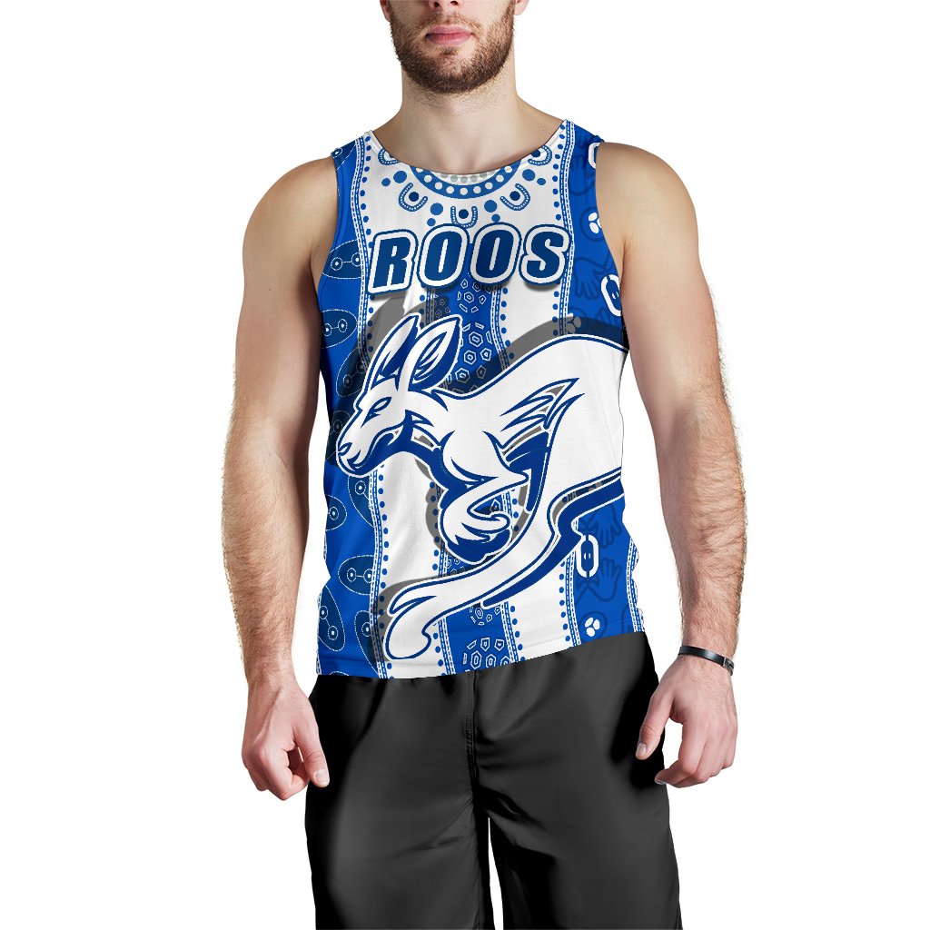 Melbourne Kangaroos Men Tank Top Indigenous North - Roos White - Vibe Hoodie Shop