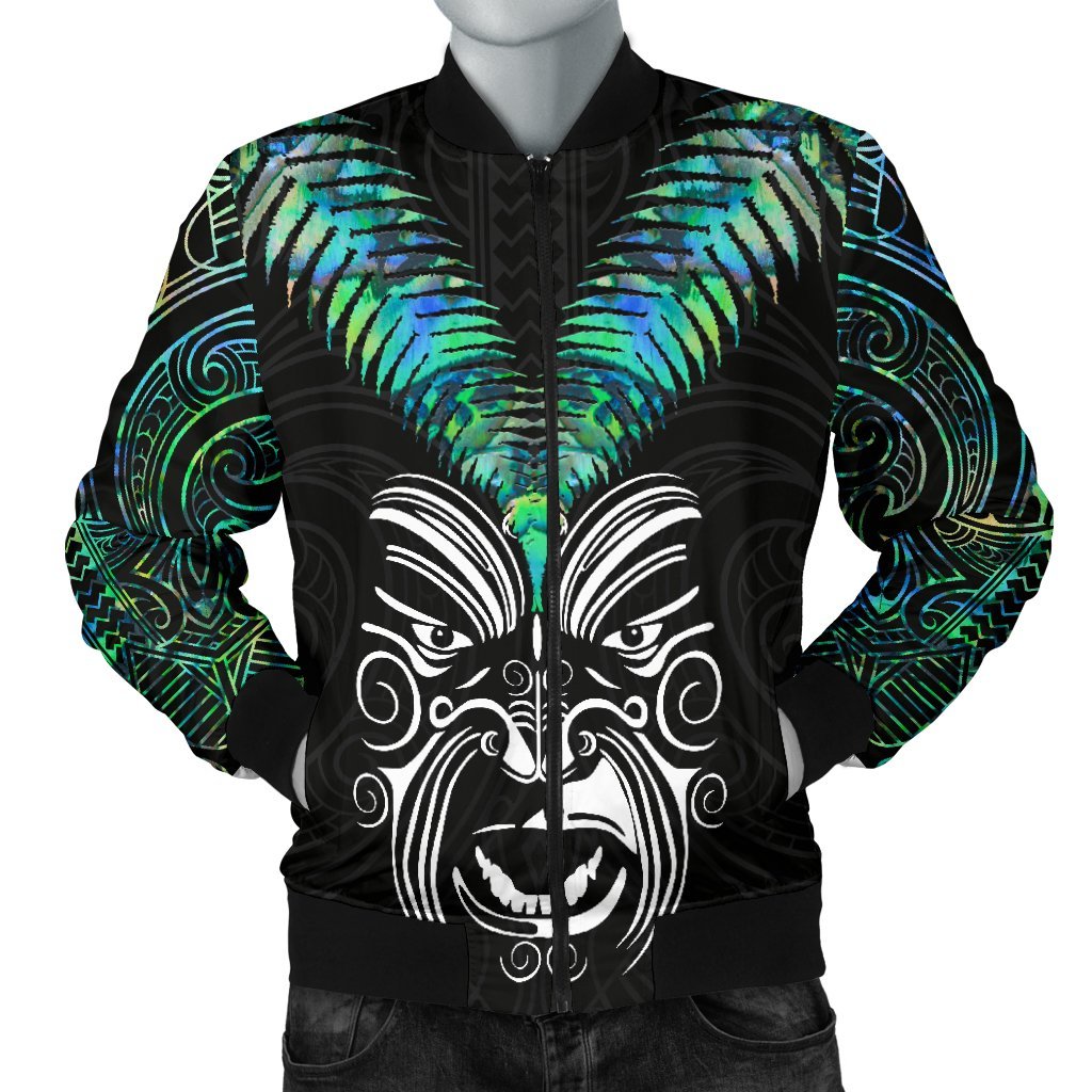 New Zealand Maori Moko Men's Bomber Jacket Paua Shell - Vibe Hoodie Shop