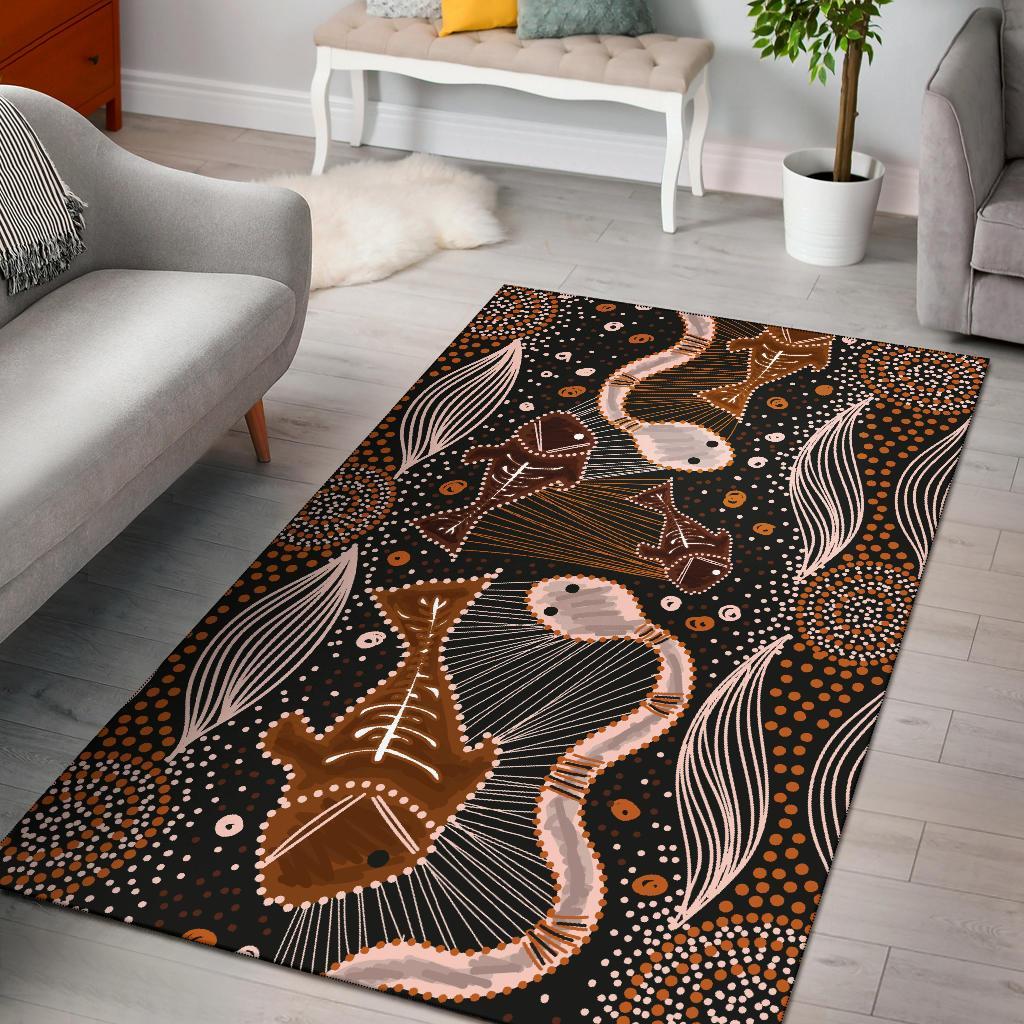 Aboriginal Area Rug - Indigenous Fish and Snake - Vibe Hoodie Shop