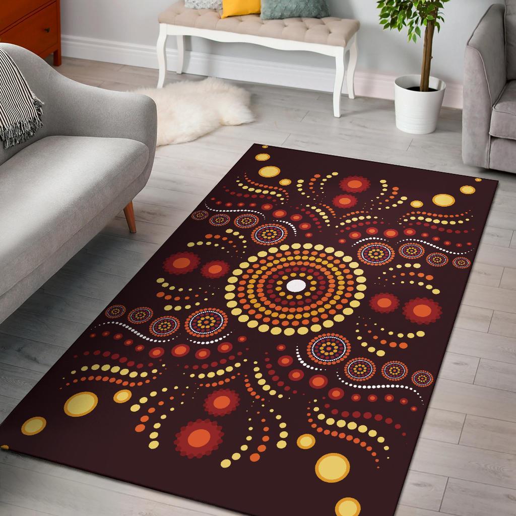 Aboriginal Area Rug - Indegenous Dot Painting Art - Vibe Hoodie Shop