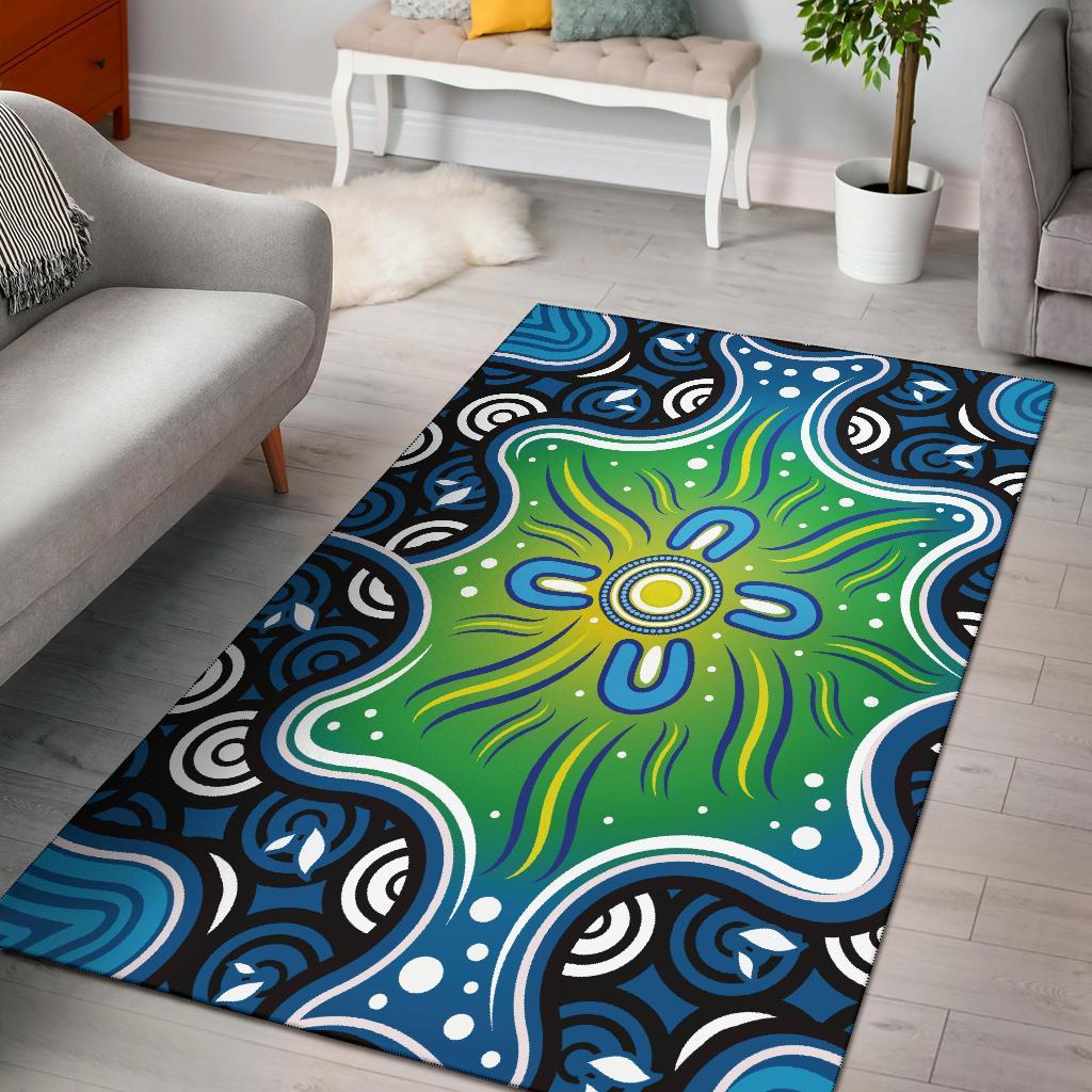 Aboriginal Area Rug - Indegenous Dot Painting Art - Vibe Hoodie Shop