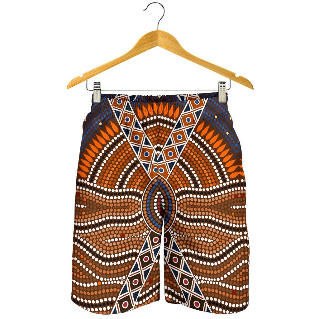 Aboriginal Shorts, Indigenous Dot Painting Men - Vibe Hoodie Shop