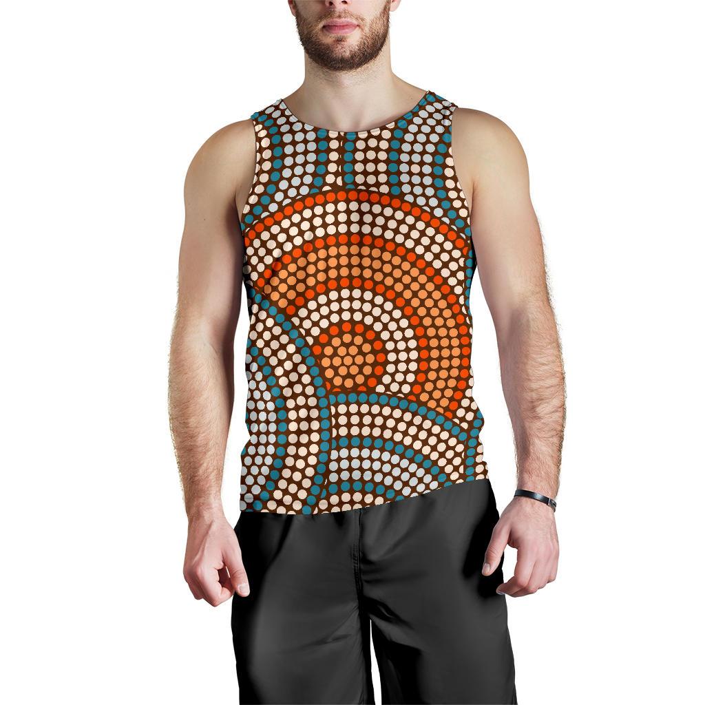 Men Tank Top - Aboriginal Dot Painting Mens Tank Ver07 - Vibe Hoodie Shop