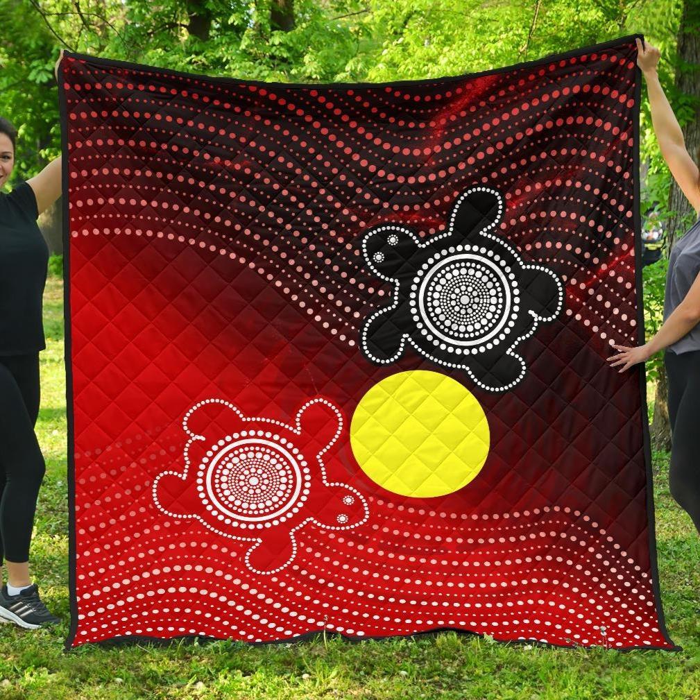 Aboriginal Premium Quilt - Indigenous Circle Dot Painting Style - - Vibe Hoodie Shop