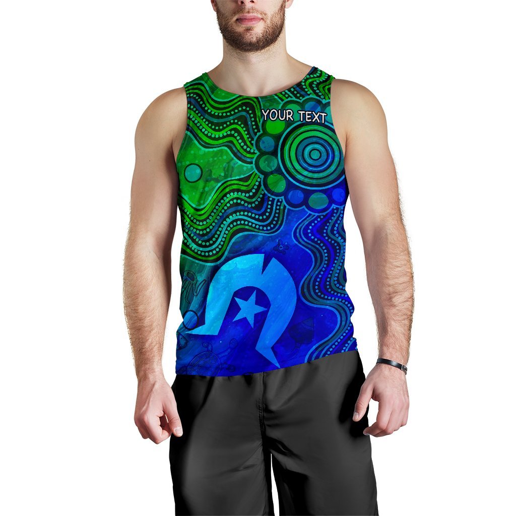 Custom Aboriginal Men's Tank Top, Torres Strait Islands Flag - Vibe Hoodie Shop