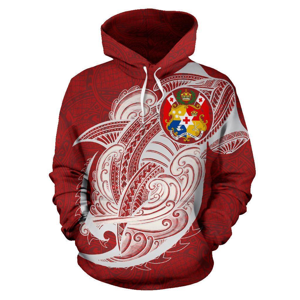 Hoodie Tonga - Polynesian Shark Pattern Red Color - Vibe Hoodie Shop