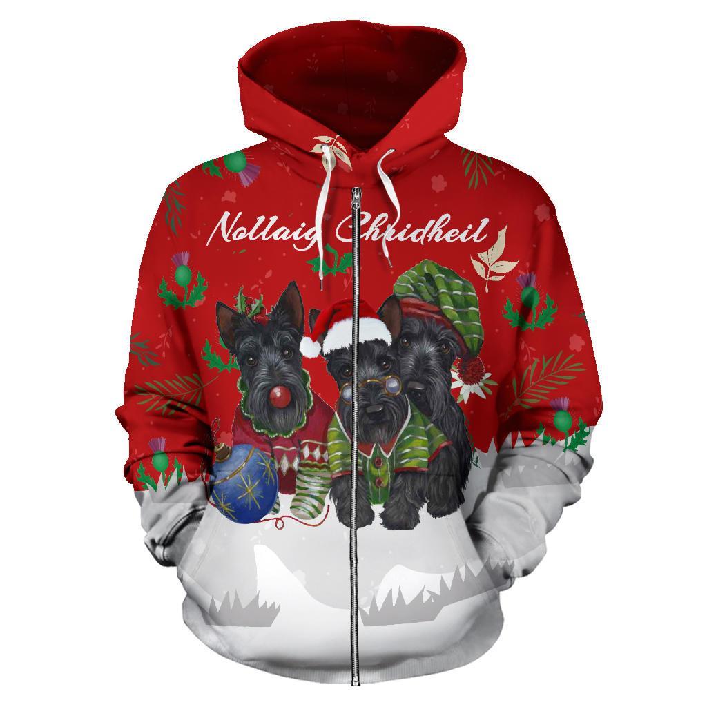 Christmas Scottish Terrier Scotland Zip Hoodie - Vibe Hoodie Shop