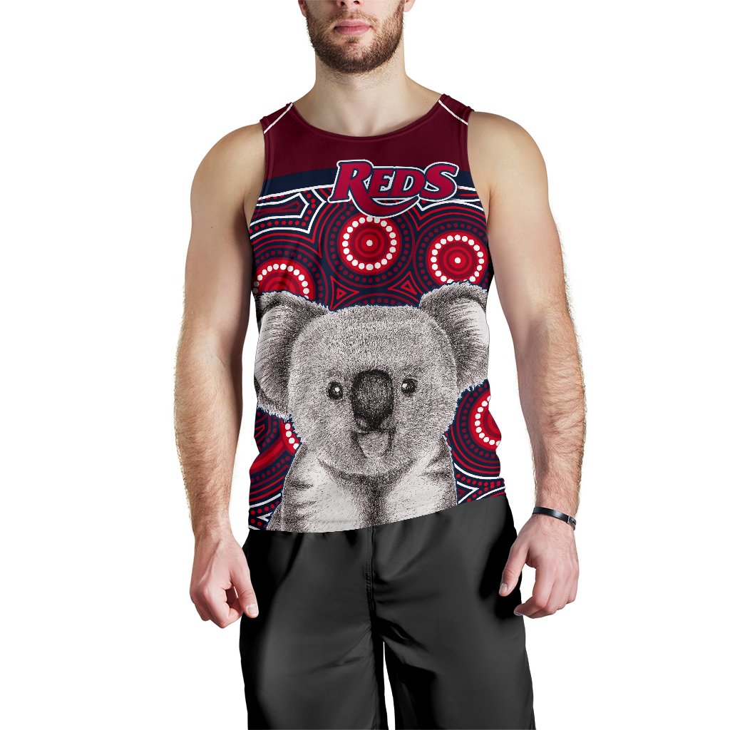 Reds Rugby Australian Men Tank Top Simple Indigenous Queensland - Vibe Hoodie Shop